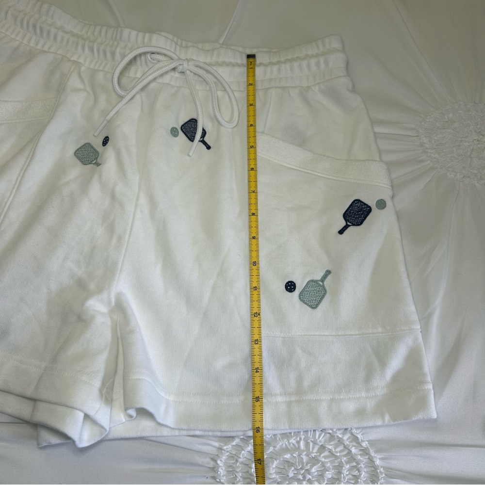 Lou & Grey Elastic Tie Waist Cotton Blend Shorts w/ Novelty Tennis Print Size L - Picture 9 of 13